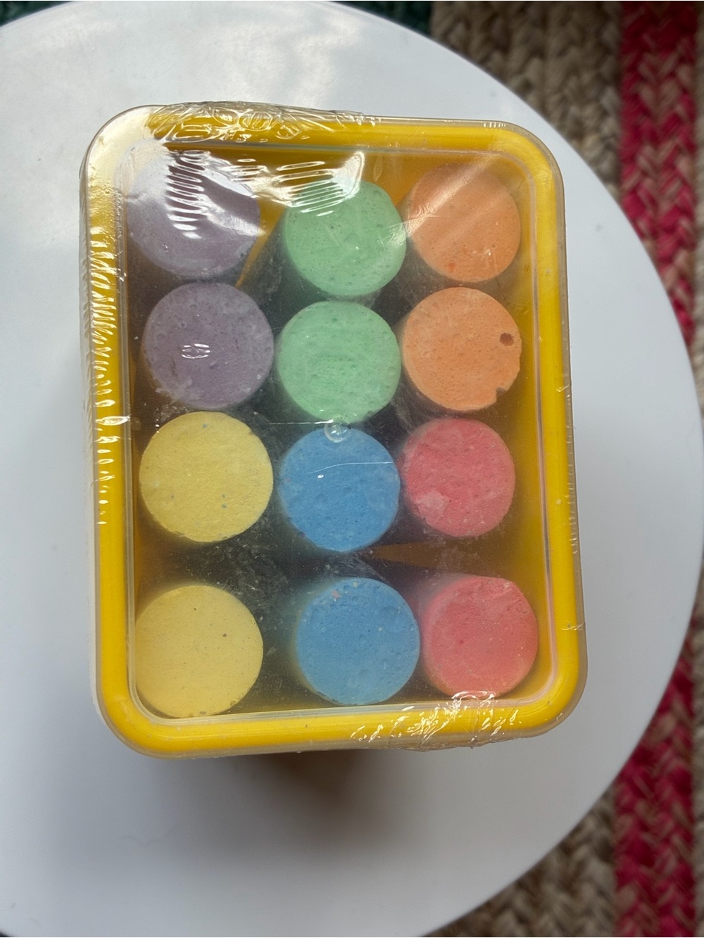 Assorted Pastel Sidewalk Chalk in Yellow-Lidded Bucket - Picture 2 of 2